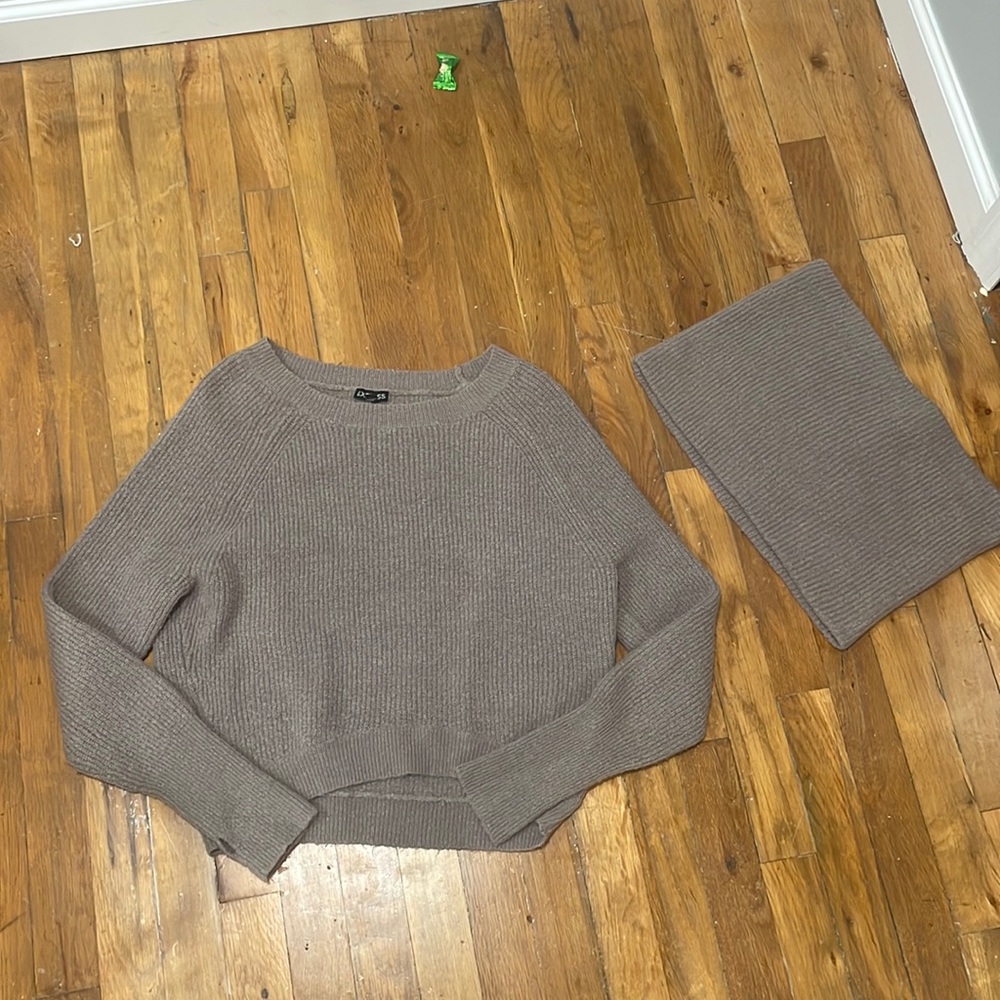 NWOT Express mauve knit sweater with detachable cowl neck